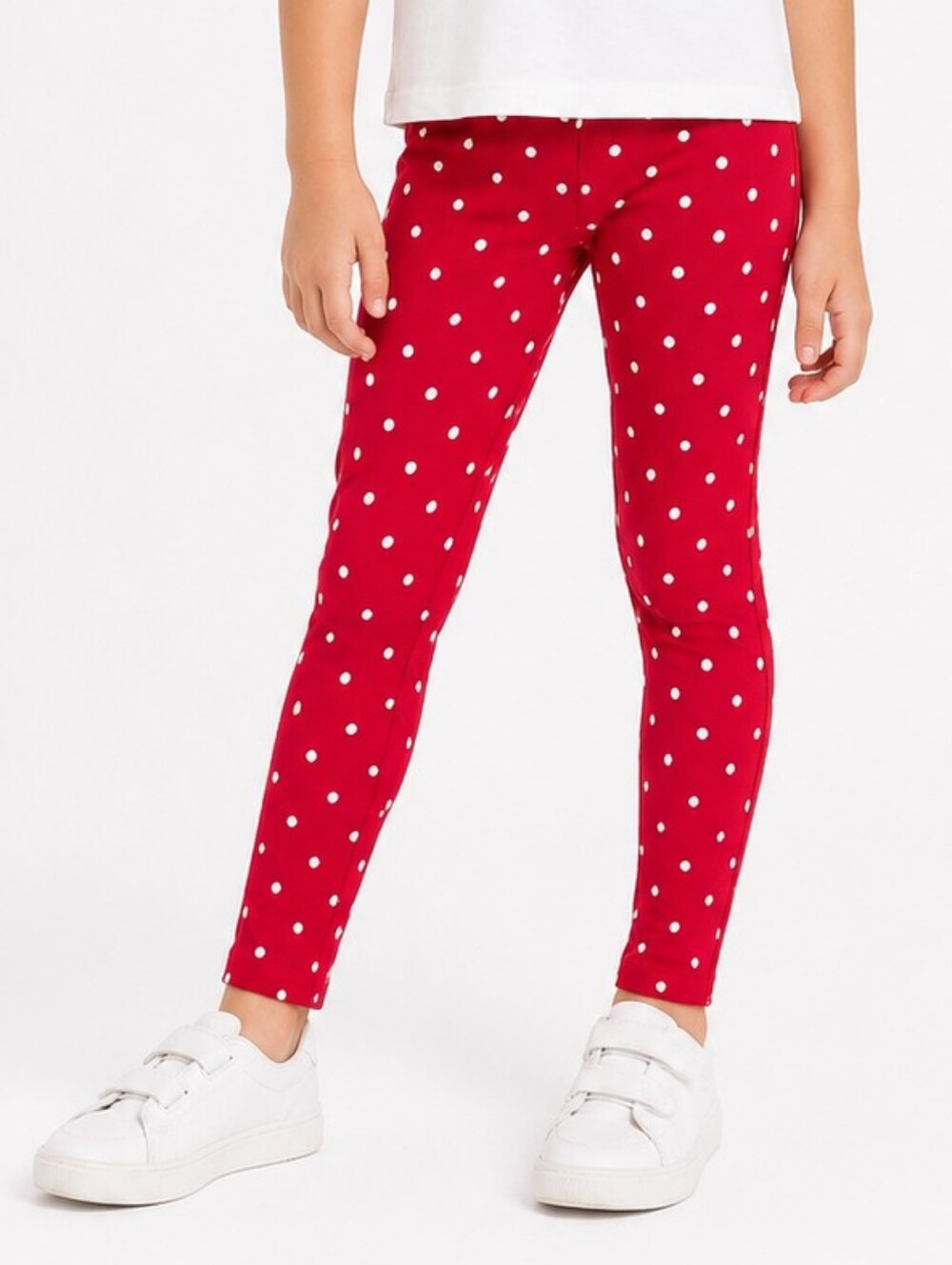 5/$35 Lightning Bug Red Silver Polka Dot Leggings – Girls Size 5Y